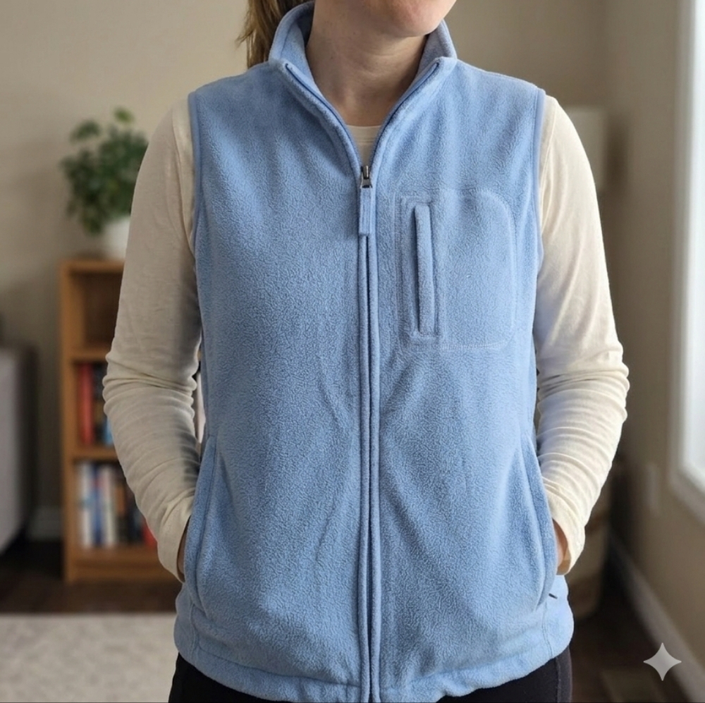 Denver Hayes Blue Full Zip Fleece Vest Extra Large